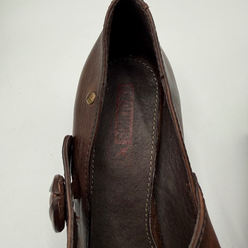 Pikolinos Brown Leather Mary Jane Pleated Round Toe Cone Heels Womens 38 - Picture 10 of 12